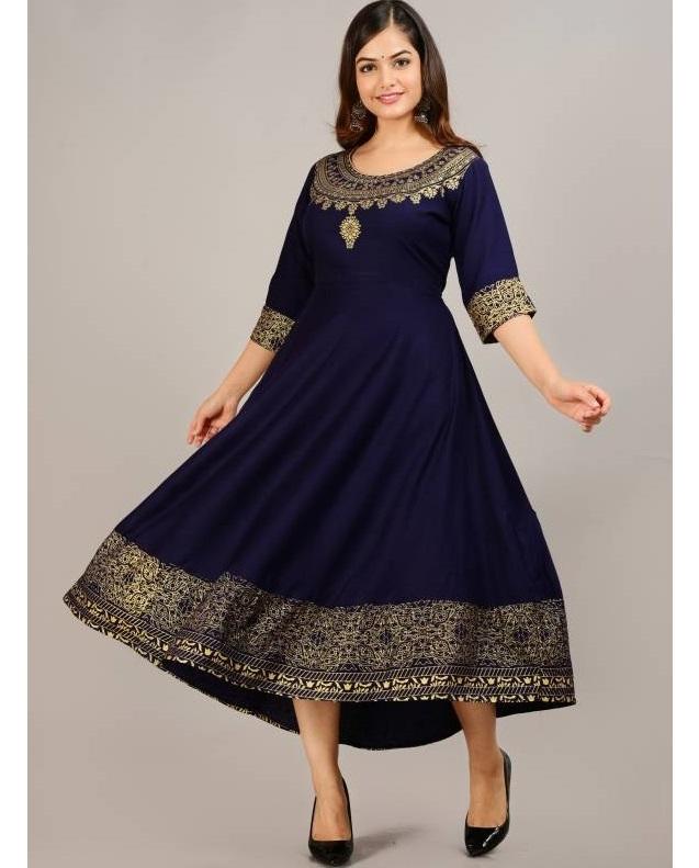 Женское платье-курта Anarkali из вискозы с принтом и прикрепленным комплектом Dupatta для вечеринок, верхняя туника, курти