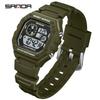 SANDA New Men Watch Model 2202 Electronic Digital Movement Rectangle Display Dial Outdoor Sports Watertight Male Wrist Watch