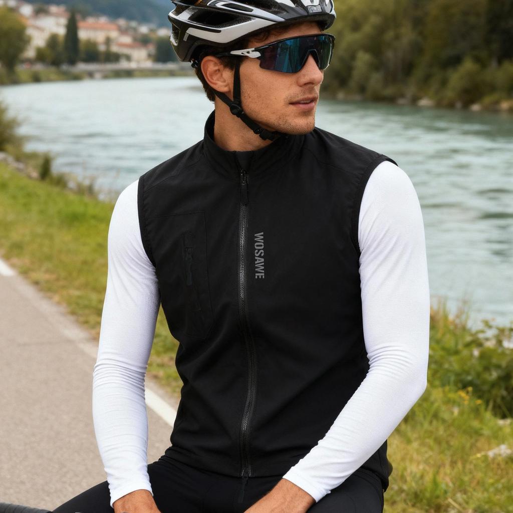 Cycling Vest WOSAWE Men's Bicycle Vest Lightweight Racing Gilet Team Cycling Sleeveless Jackets