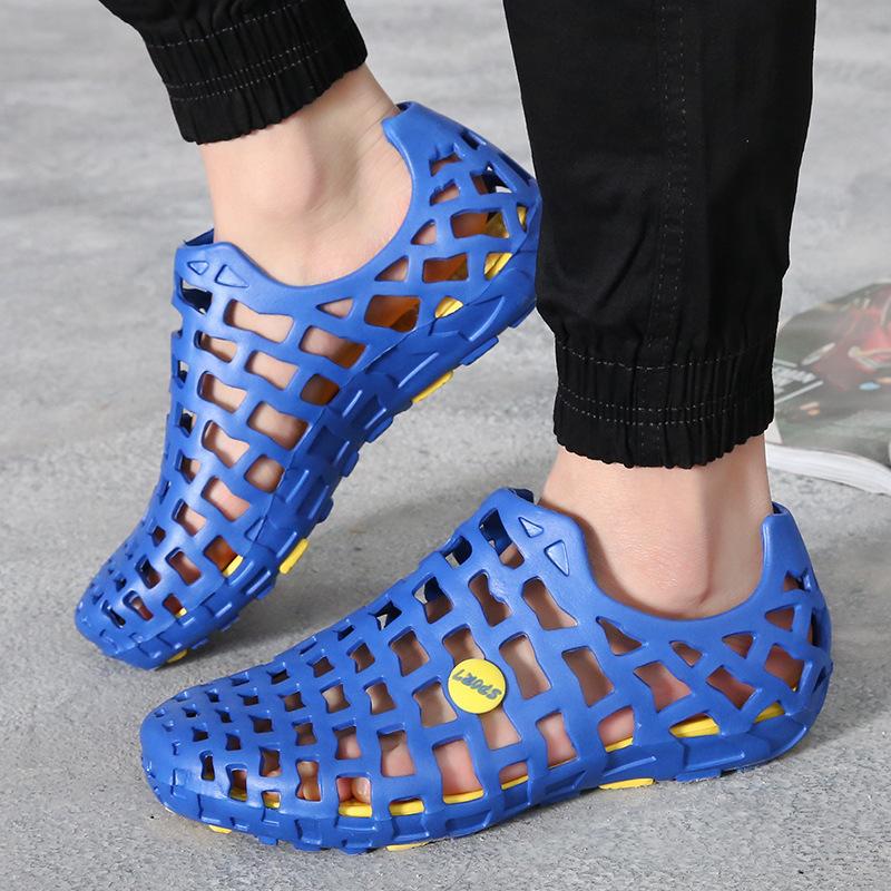 Summer couple outdoor hole shoes hollow breathable water park sandals beach shoe cover Mens