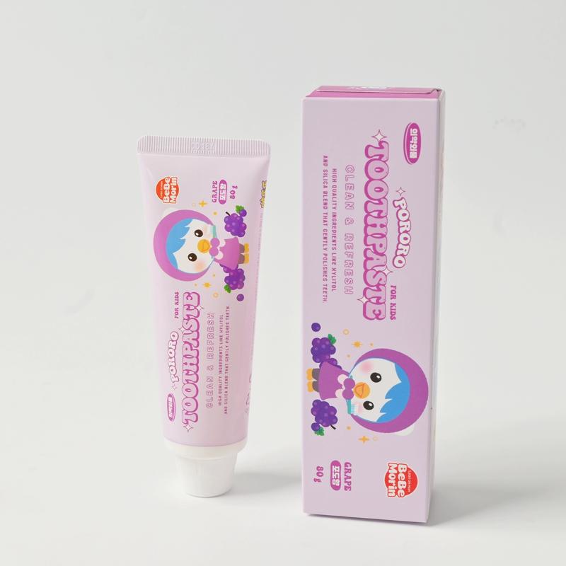 Pororo Kids Toothpaste - Cavity Protection Low Fluoride Oral Care with 4 Fruit Flavors, Improving Gum Health