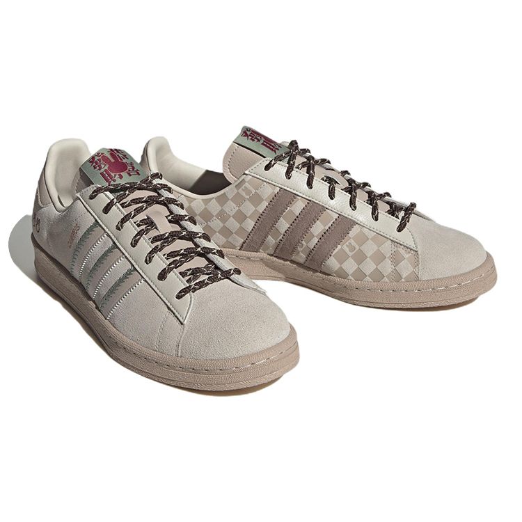 Miffy x Fansack x adidas Campus 80s Кроссовки унисекс на китайский Новый год Коричневый Мелово-коричневый Серебристо-зеленый IE1900