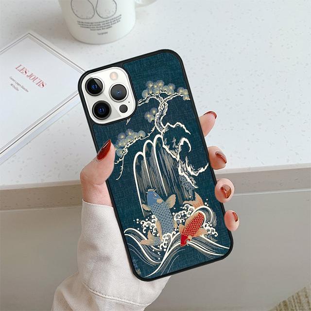Японская рыба кои Чехол для телефона Для iPhone 17 Air 14 15 16 13 12 Чехол Для Apple 14 15 16 Pro Max Plus Coque