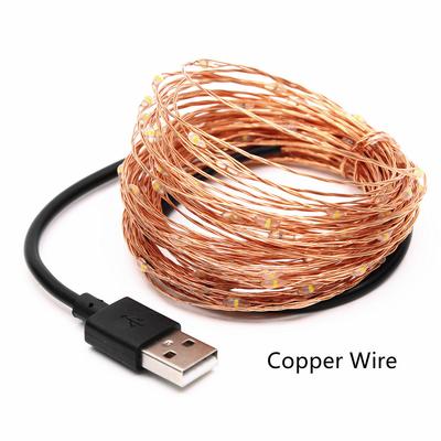 20М 200 Светодиодов USB Светодиодная Микро Рисовая Медная Проволока Гирлянда Праздничный Декор