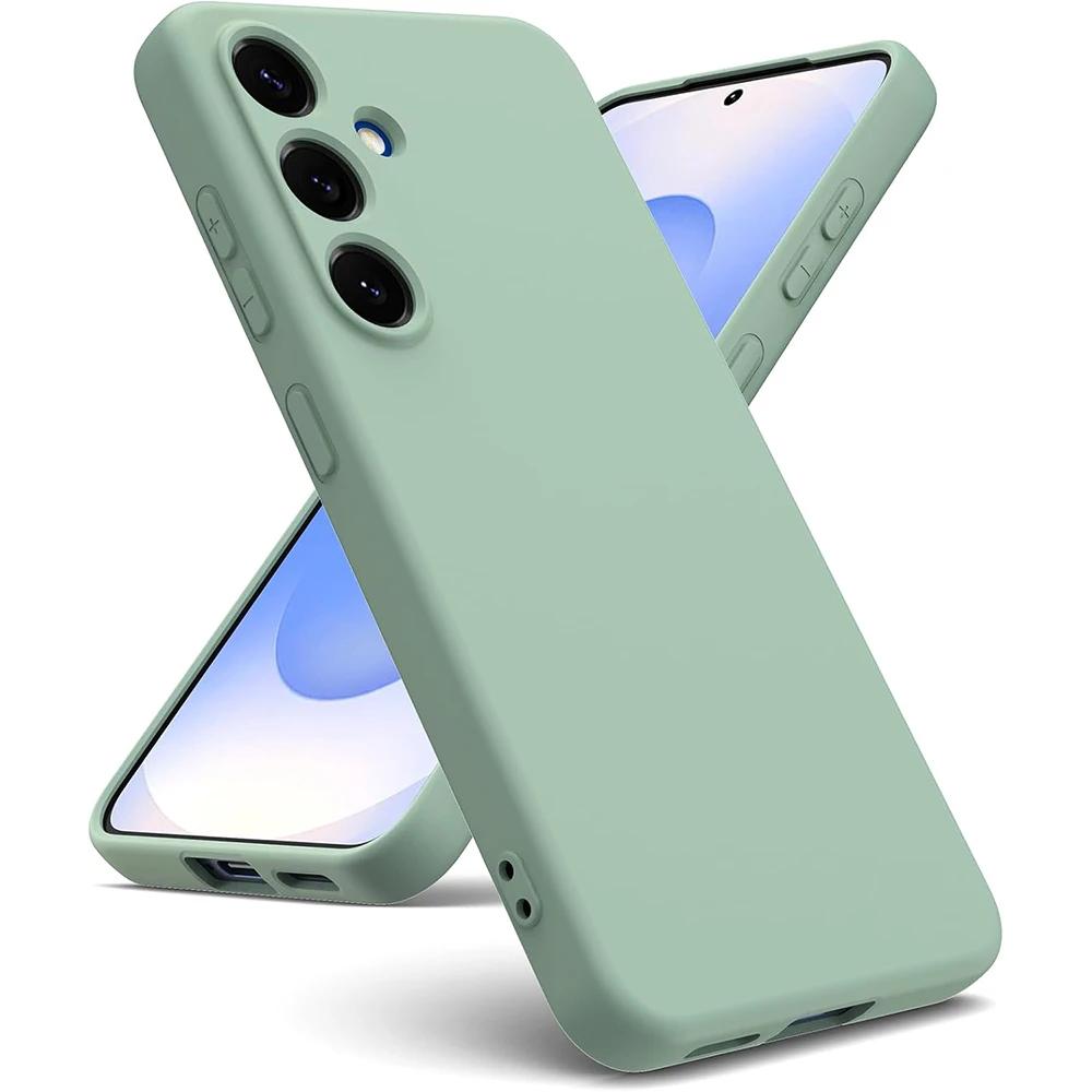 Жидкий силиконовый чехол для SM Galaxy S25 S24 S21 FE S23 S22 Ultra Plus Противоударный Матовый Конфетного цвета Мягкий Чехол-накладка