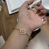 Lasbuchi Court Style Four-Leaf Clover Natural White Fritillary Tiger Eye Bracelet Light Luxury High-End Jewelry