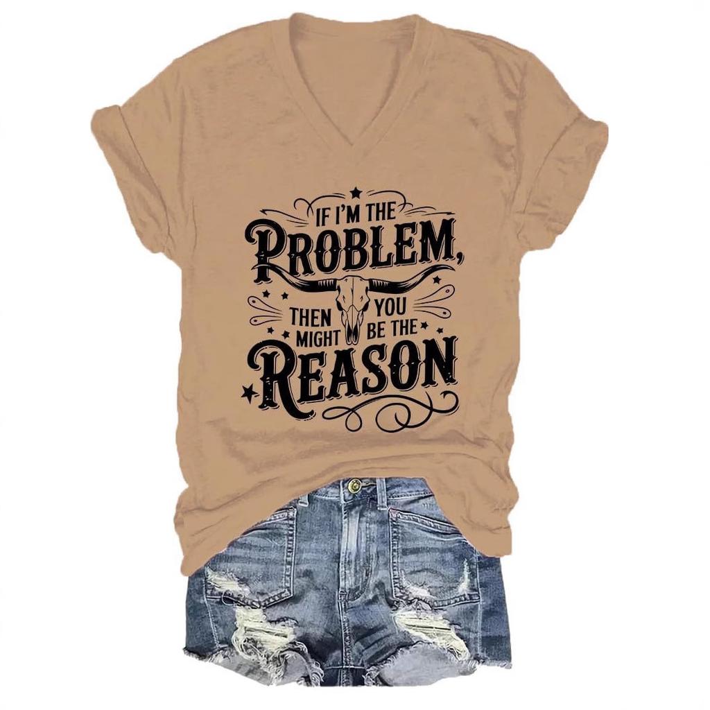 Летний топ с V-образным вырезом и 3D-принтом алфавита тауренов, модные повседневные женские футболки с короткими рукавами