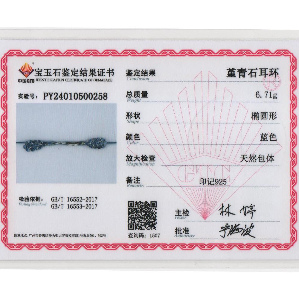 Fancy Designer Dangle Earrings for Women S925 Silver Natural Iolite Gemstone Light Luxury Jewelry for Anniversary Romantic Gift