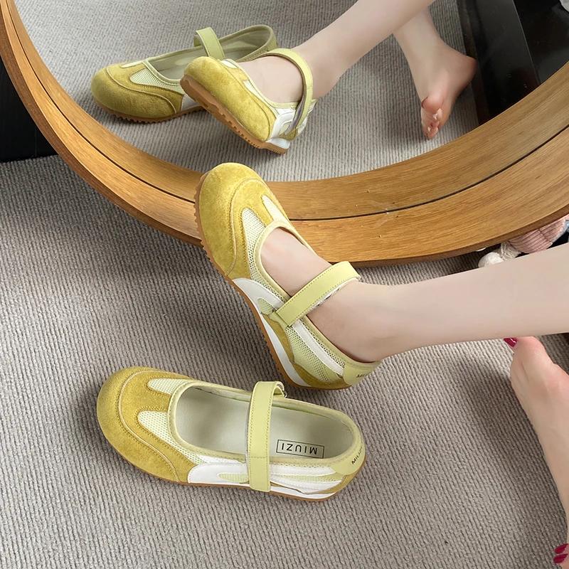 Мода 2025 Лето Женские Вулканизированные Туфли Мэри Джейн Балетки Повседневные Уличные Кроссовки для Ходьбы Удобная Легкая Резиновая Подошва Женские Туфли