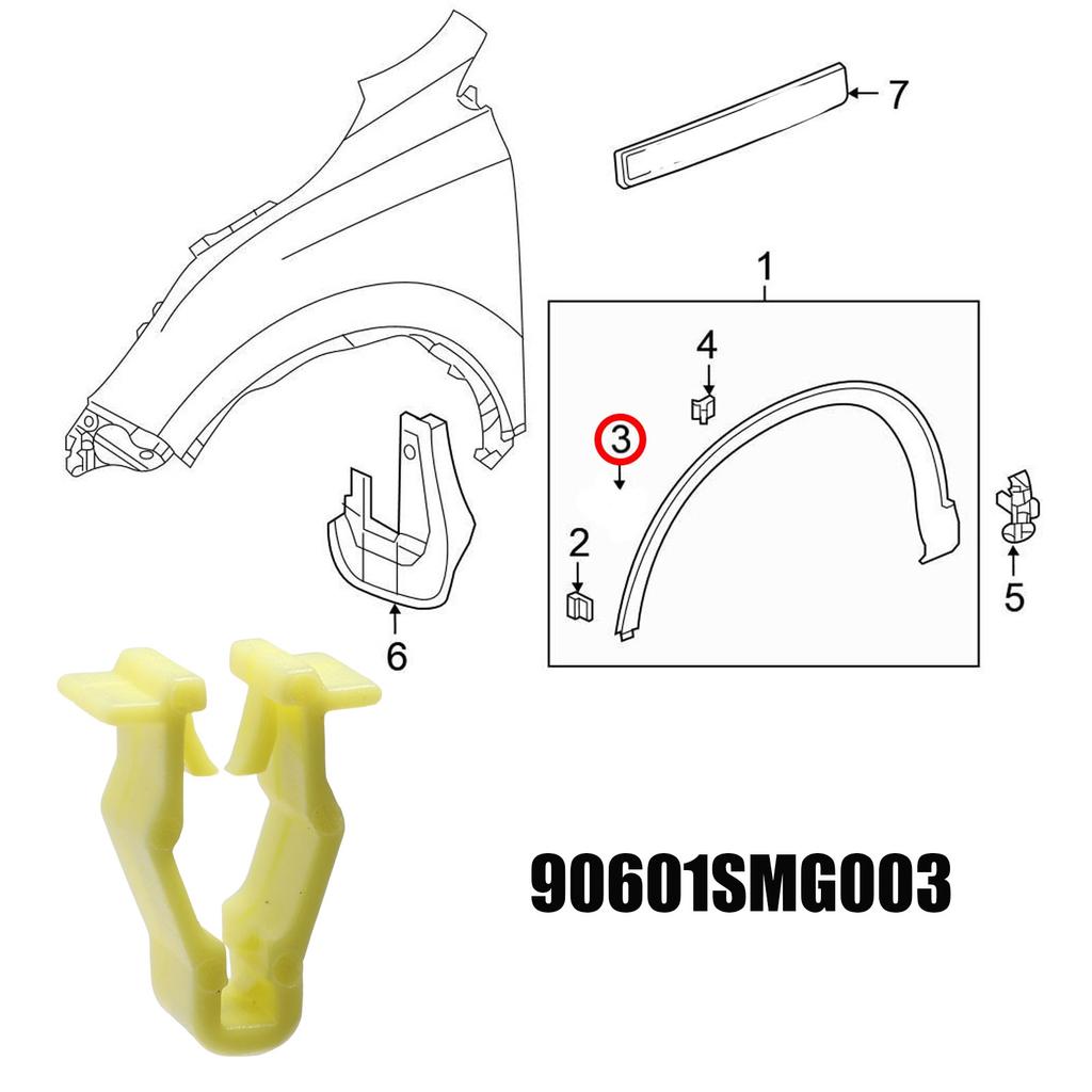 90601-SMG-003 90601SMG003 Клипсы для расширителя колесной арки и молдинга, Крепеж для бампера и крыла Honda Civic CR-V HR-V