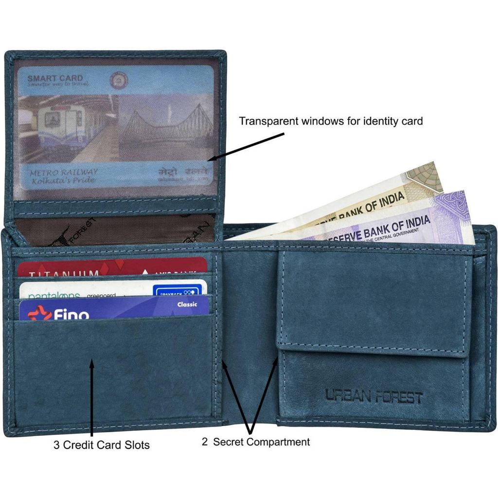 Мужской повседневный кошелек из натуральной кожи с RFID-меткой - стандартный размер (6 слотов для карт) Мужской кошелек