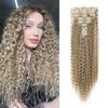 Hair Extensions Deep Wavy Curly Hair Clip In Hair 9pcs With 18clips Black Color Hairpieces For Women