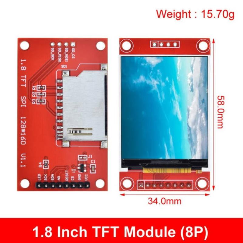 1,8-дюймовый TFT LCD модуль, модуль LCD экрана ST7735, последовательный SPI, драйверы 51, 4 IO, разрешение TFT 128*160 для Arduino