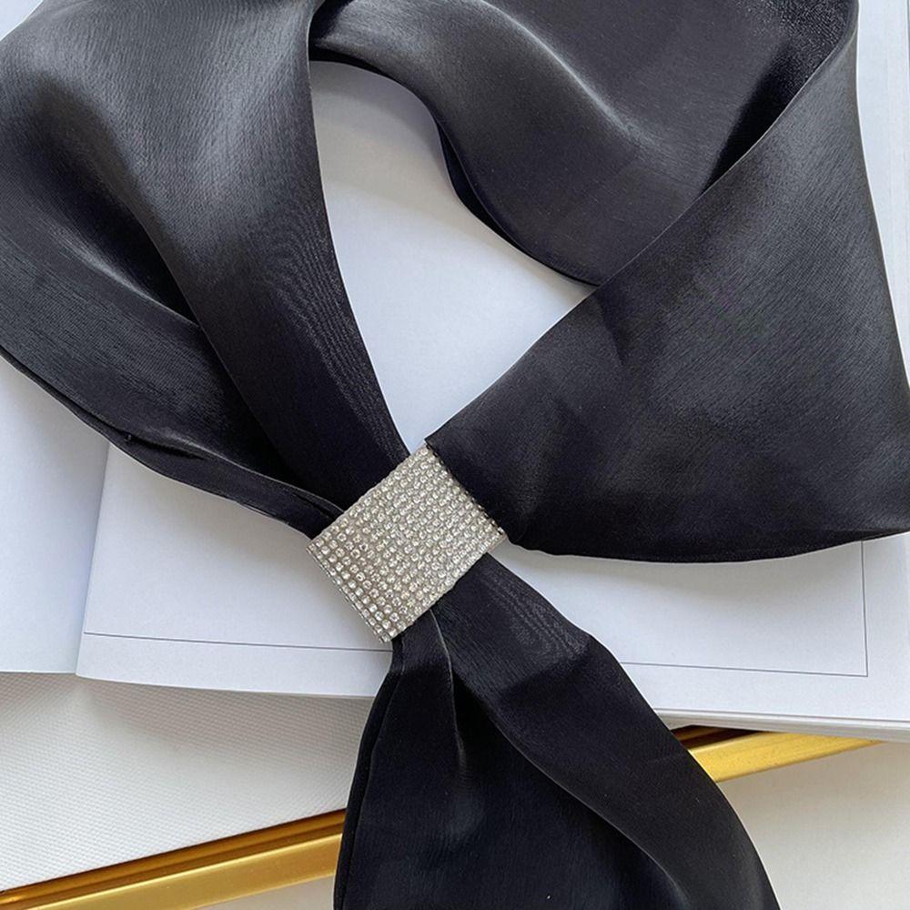 For Girl Sunscreen Shawl Cross Scarves Satin False Collar Silk Scarf Cross Neckerchief