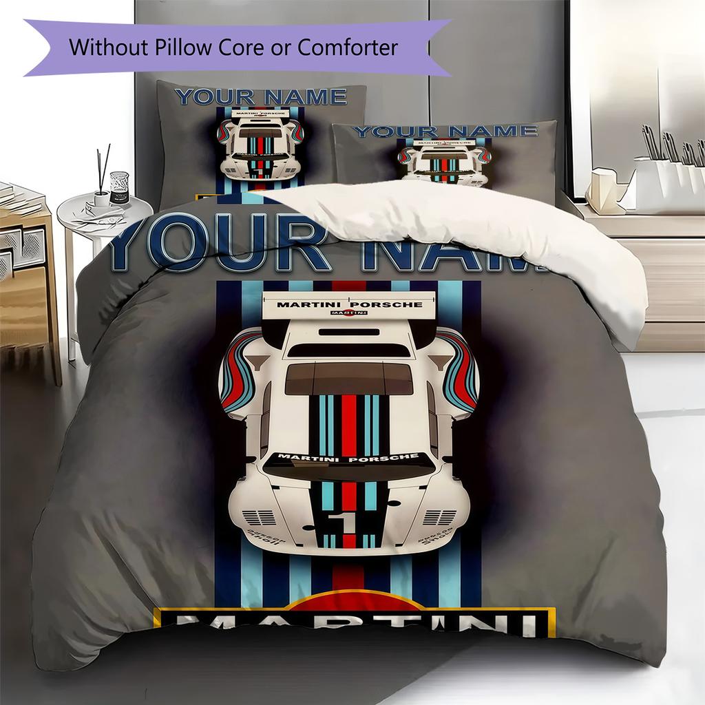 Custom Name Martini Racing Bedding,Quilt Set Quilt Cover Pillowcase Home Birthday Gift(1 * duvet cover + 2 * pillowcase, without core) -HE77