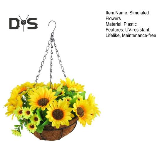 Искусственные подвесные цветы в корзине, искусственные цветы для улицы с корзиной, подвесные искусственные ромашки, искусственные растения с цепью для домашнего сада, патио, декор