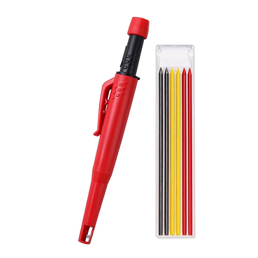 Plastic Carpenter Pencil Built-In Sharpener Deep Hole Pencil New Woodworking Marker Pen Carpentry