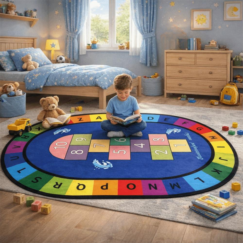 Animal Number Educational Carpet Cartoon Pattern Play Mat Kids Education Hopscotch Carpet Bedroom