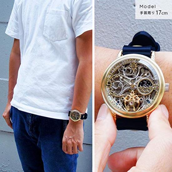 Moola Watch Rebic Механический с ручным заводом Сделано в Японии Скелетон Унисекс RER-26B Мужские Женские (Размер M, черный)