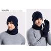3pcs Wool Hat Scarf Gloves Set Warm Winter Beanie Hat Simple Thermal Knit Cap  Skiing