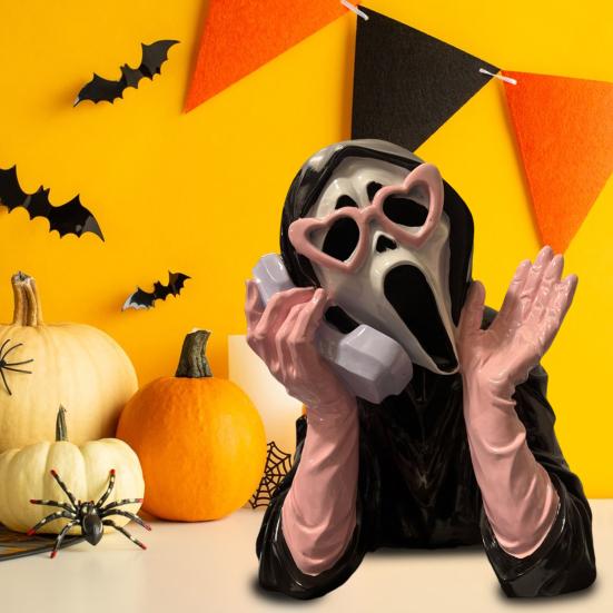 Фигурка кричащего призрака, статуэтка призрачного лица на Хэллоуин, коллекционная фигурка из смолы в стиле ужасов, украшение для каминной полки или шкафа.