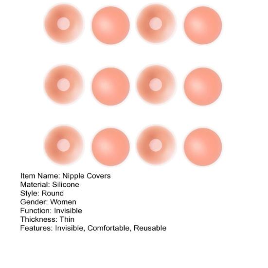 6 Pairs Silicone Nipple Covers for Women Reusable Sticky Adhesive Nipple Pasties Round Invisible No Show Breast Stickers for Strapless Dress
