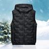 Men Autumn Winter Thickened Waistcoat Hooded Sleeveless Pockets Zipper Placket Vest Coat Down Vest Outwear Streetwear