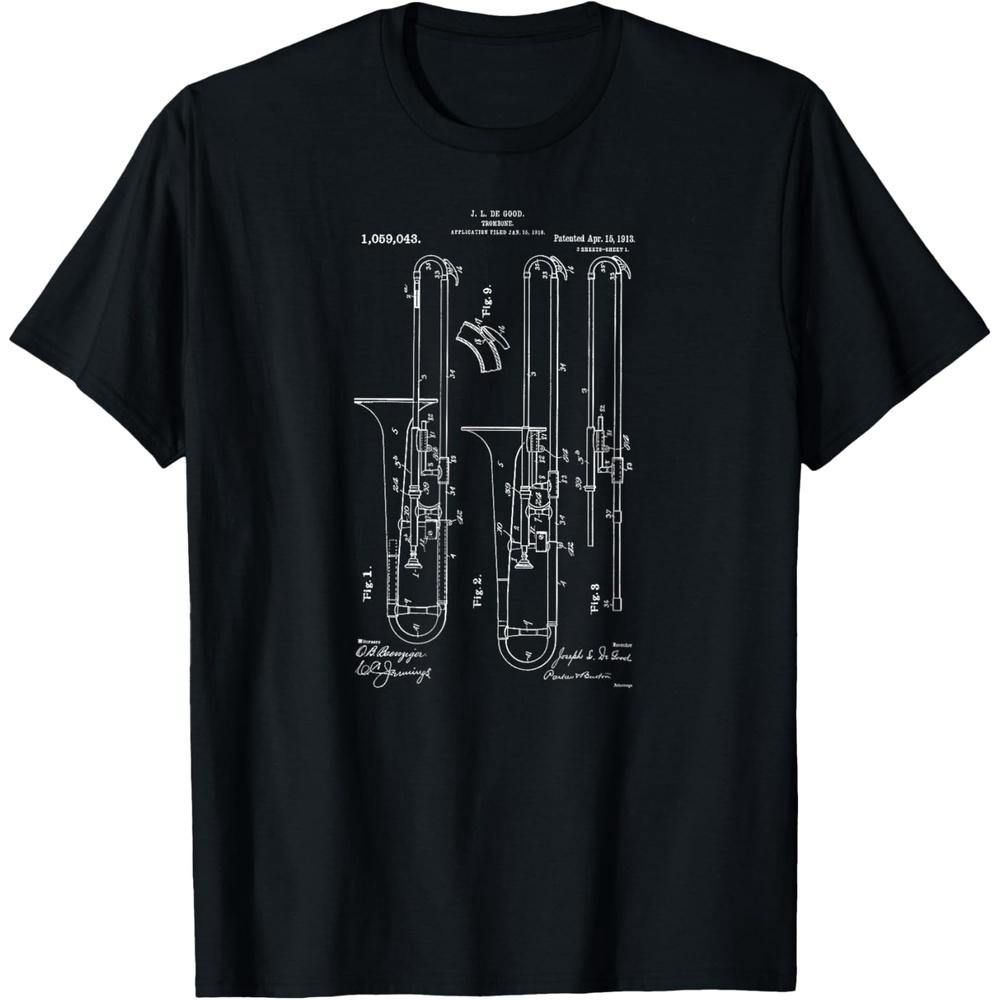 Vintage Patent Drawing 1913 Trombone Player Gift T-Shirt T-Shirt