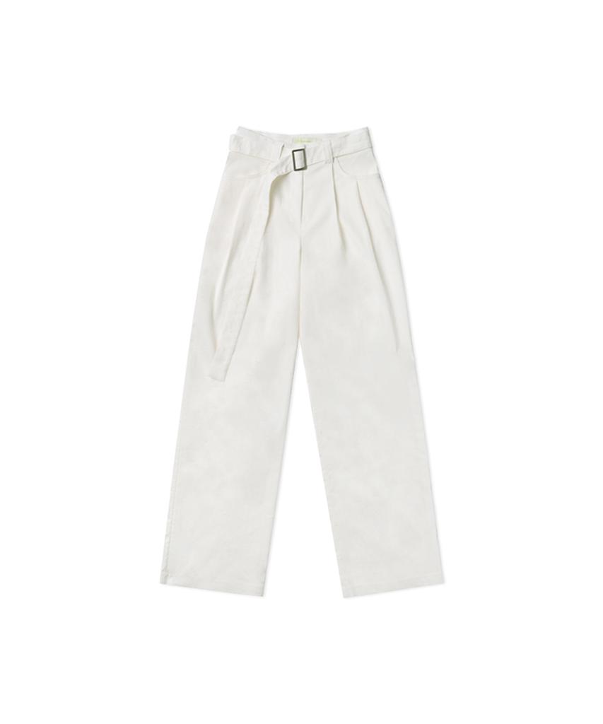 WITHOUT SUMMER Linen Belted Pants_Ivory