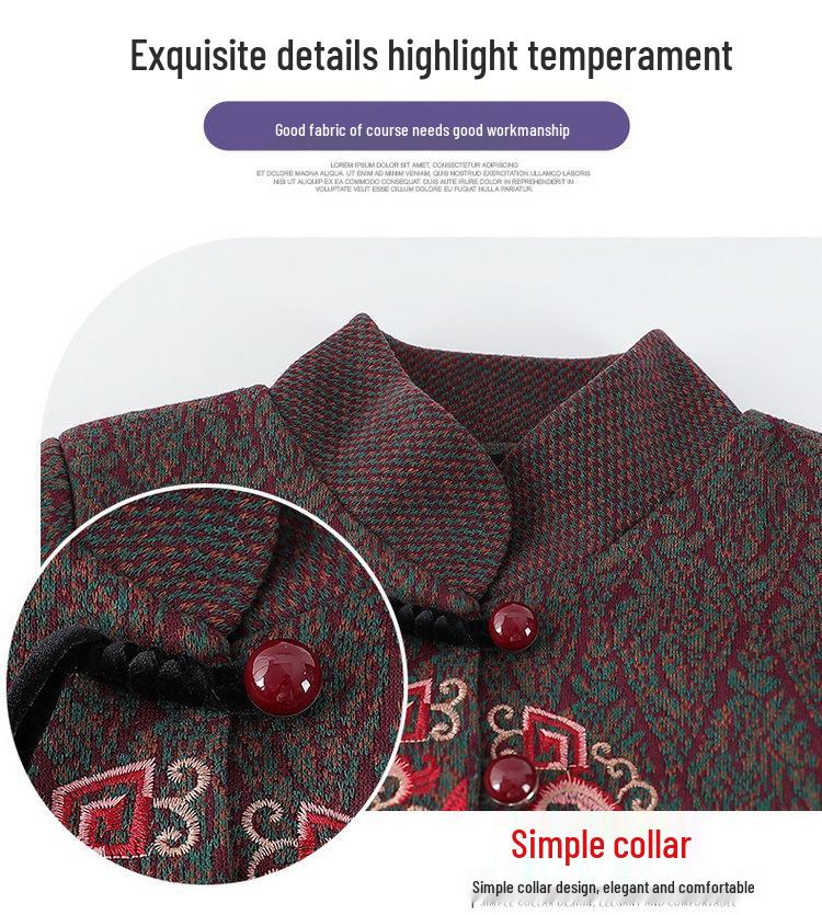 Осеннее шерстяное пальто для женщин среднего и пожилого возраста