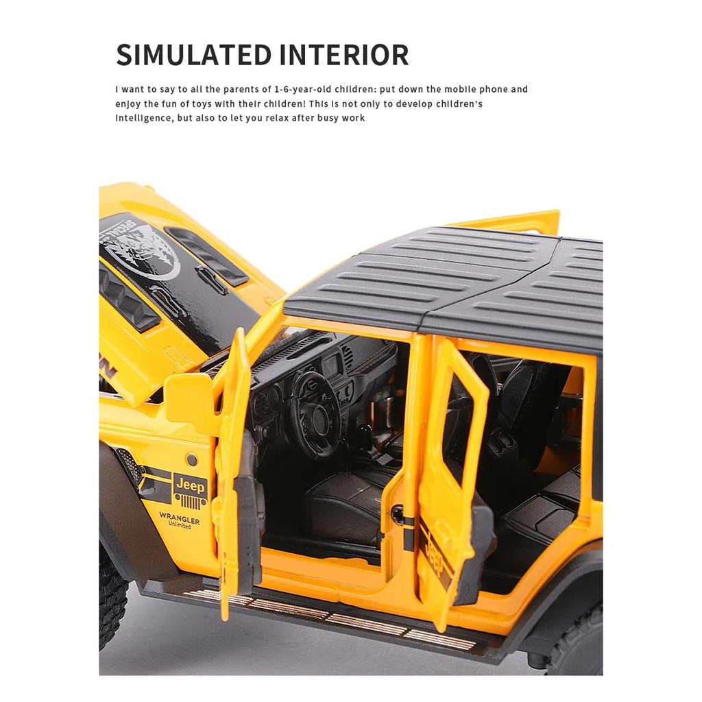 1/24 Модель автомобиля из сплава Jeep Wrangler Rubicon Литые под давлением Имитация Металлические Внедорожники Коллекция Моделей Автомобилей Детские Игрушки Подарок