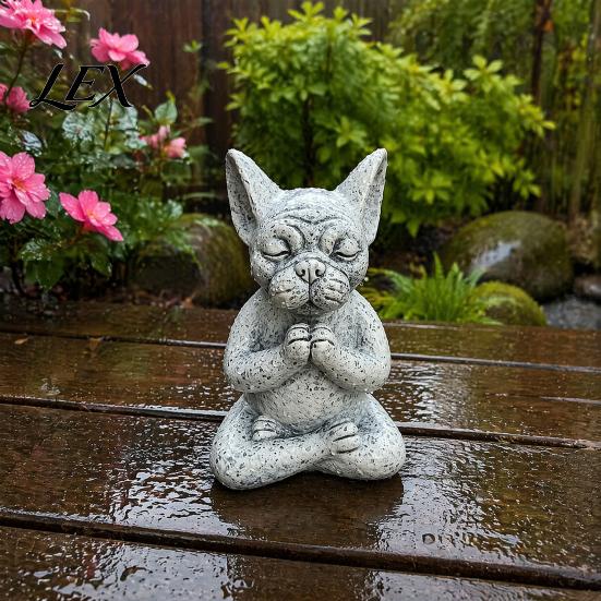 Cute Garden Sculpture for Landscaping Meditation Animal Figurine Ornament, Resin Zen Statue, Stress Relief Sitting Unique Pet Gift Lovers Cat/Dog/Frog