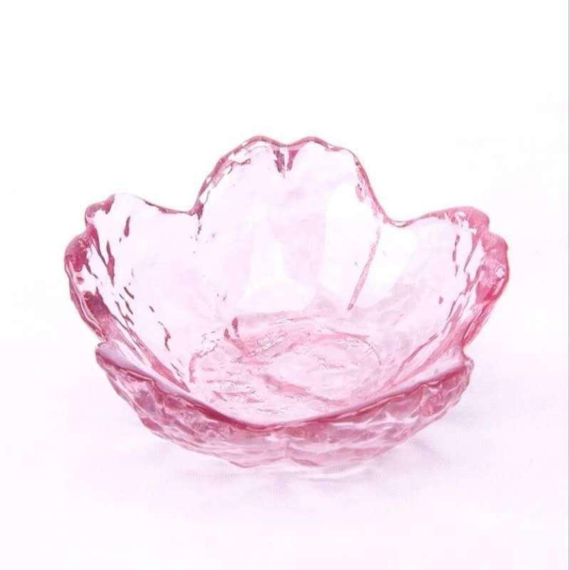 Мини стеклянная тарелка в форме японской вишни, соусница, кухонная тарелка для приправ, тарелка для мороженого, фруктового десерта, цветочная миска, посуда