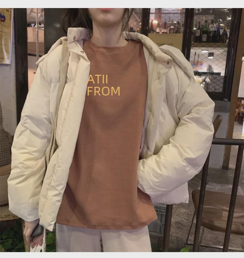 Корейская женская летняя футболка свободного кроя с надписью - с коротким рукавом