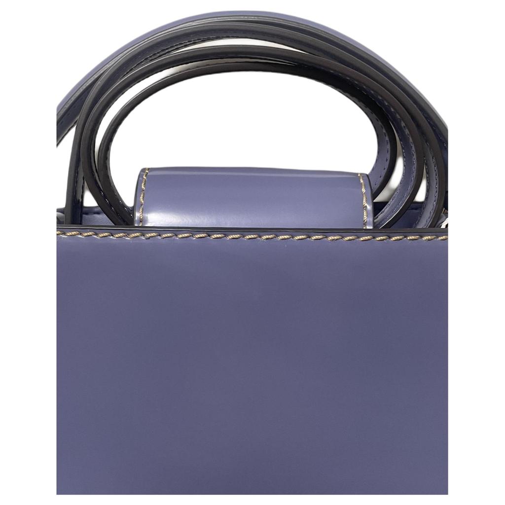 Tory Burch Britten Brand Micro Logo Leather Crossbody Tote Bag Small Women handbags Purple 142622-506