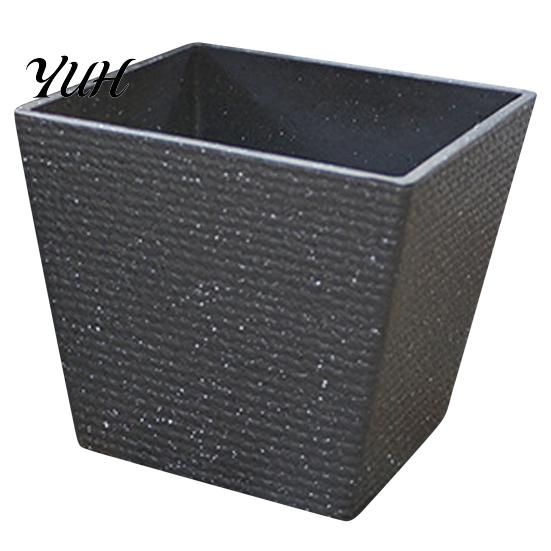 Decorative Indoor Plant Pot Square Plastic Flower Pot, Stone-Look Planter with Drainage Hole, Modern Thickened Wear Resistant Container for