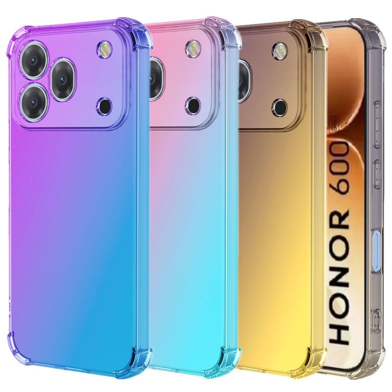 Ударопрочный градиентный чехол из ТПУ с усиленными углами для Honor 600 Pro 600 Lite 600e Защитная прозрачная крышка Fundas Coque Capa