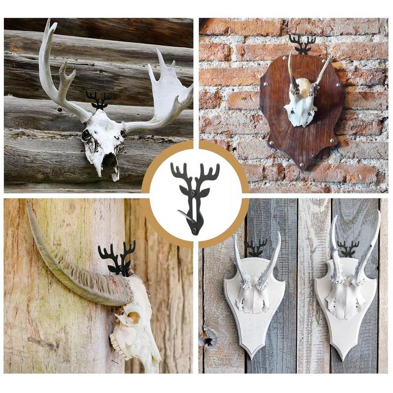 Steel Antler Skull Hooker Holder 6pcs Home Wall Mount Display Easy Installation Multi-Purpose Deer Head Hanger For Goats Bucks