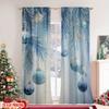 2pc Christmas blue ball decoration print pattern curtains, polyester fabric, machine washable, perfect for living room, bedroom