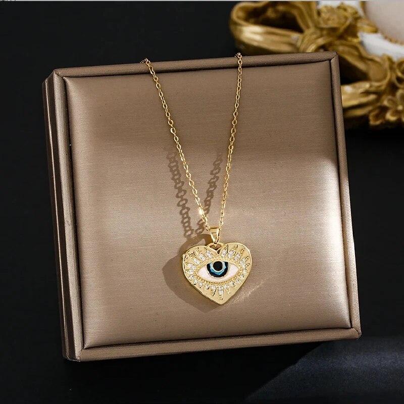 1 шт. Роскошный медный кулон Глаз Дьявола Ветра, цепочка из титановой стали, позолоченное колье, модные аксессуары
