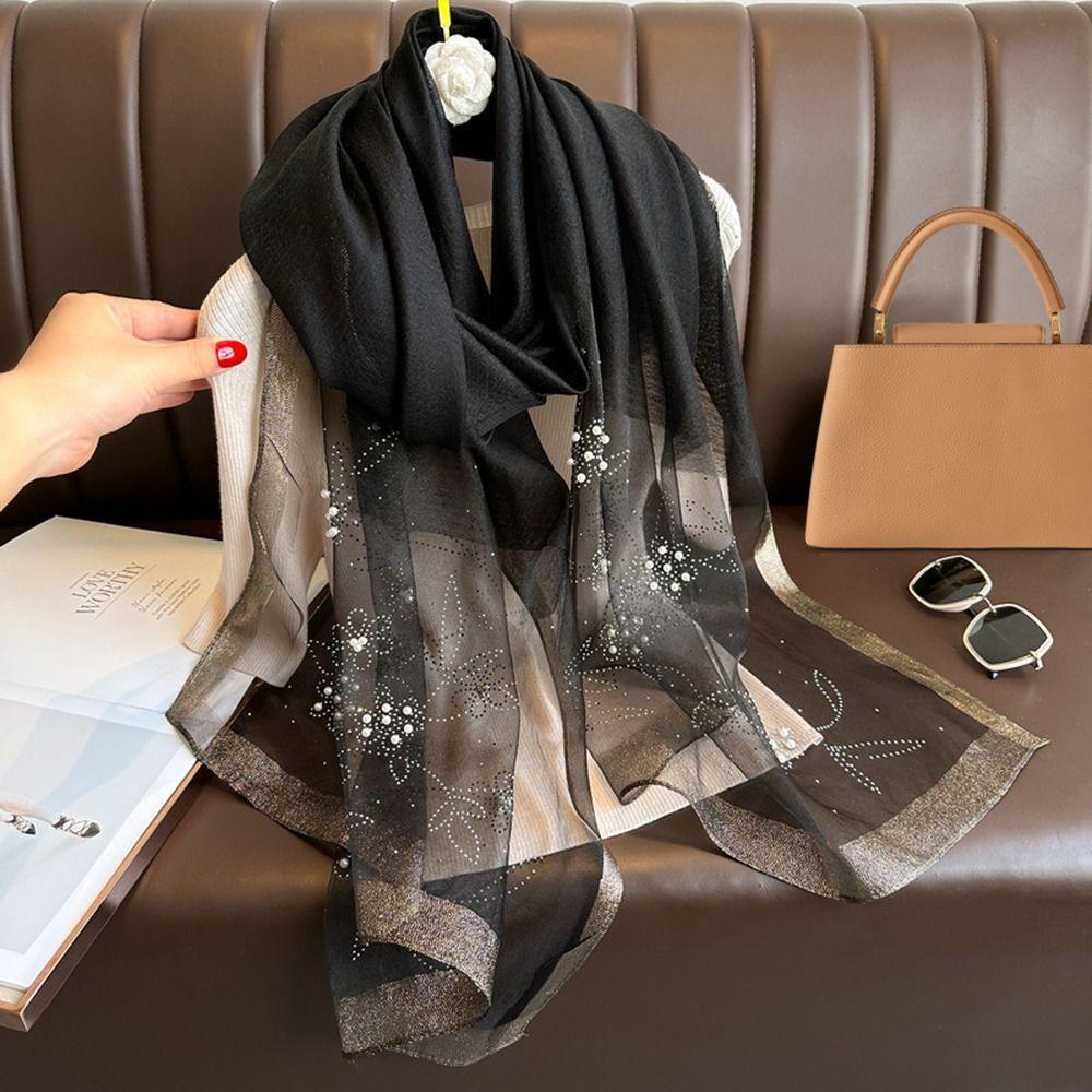 Вышитые цветы жемчужные сплошные шали сплошной цвет жемчужный платок для женщин хиджаб