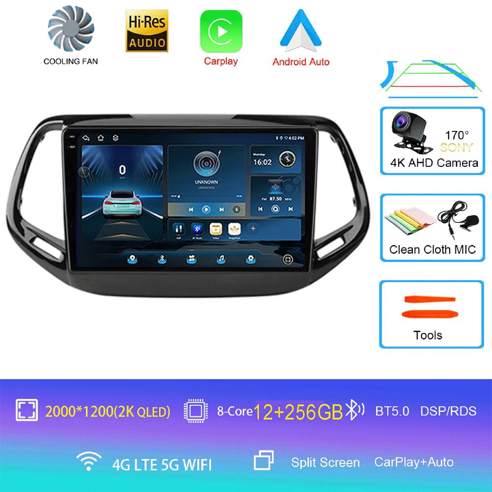 Android 14 Carplay Auto WIFI+4G Для Jeep Compass 2017 2018 2019 Автомагнитола GPS Стерео Мультимедийный Видеоплеер 2din Головное Устройство DSP