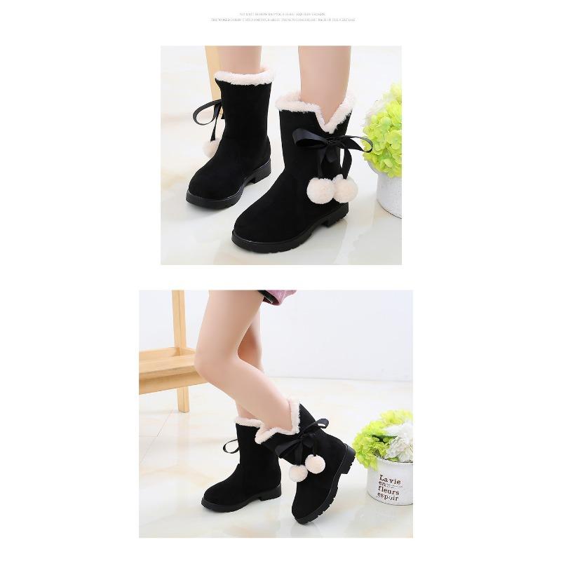 Корейская версия ретро зимние сапоги для девочек зимние новые детские теплые принцесса длинные сапоги короткие сапоги