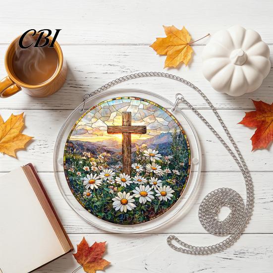 Patio Decor Puzzle Acrylic Jigsaw Suncatcher, Religious DIY Sun Catcher Puzzles Kit, Stained Glass Style Suncatcher Decoration Window Hanging