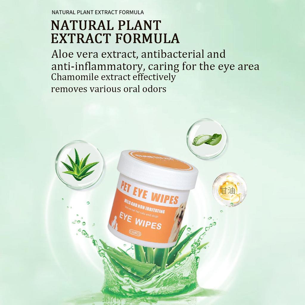 Dog Eye Wipes 130 Tablets Pack. Eye Cleaner For Dogs And Cats. Pet Tear Stain Removal Wipes. Dog Eye Cleaning Wipes. Eye Cleaning Pads. Odorless165ml