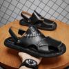 Men's Sandals Genuine Leather Summer Breathable Roman Sandals Antiskid Outdoor Beach Sandals Handmade Designer Shoes Mocassins