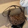 Сумка через плечо с леопардовым принтом, женская сумка-мессенджер из матовой замши в стиле ретро