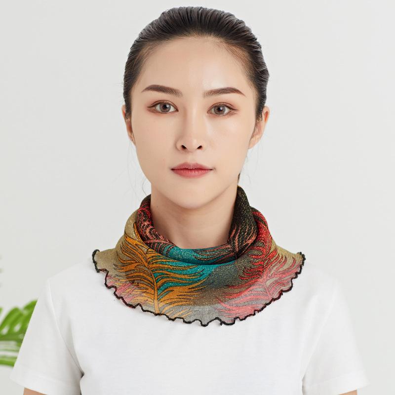 Женский шарф-повязка на голову для защиты лица, тонкий шелковый шарф, поддельный воротник, маска для лица, универсальный шарф для защиты шеи, ветрозащитный зимой