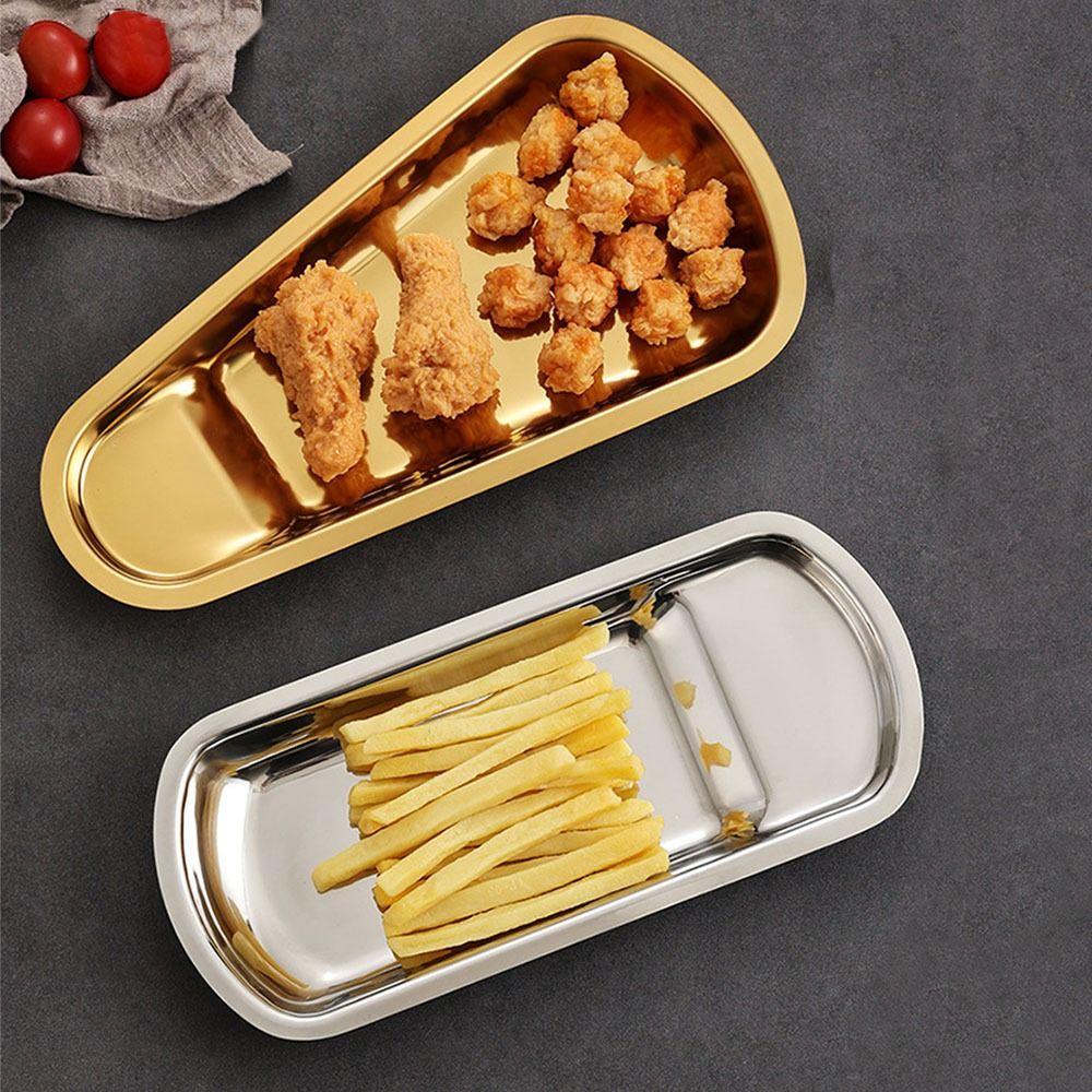 Irregular Outline Condiment Serving Tray Mirror Polished Metal Storage Tray Kitchen Use