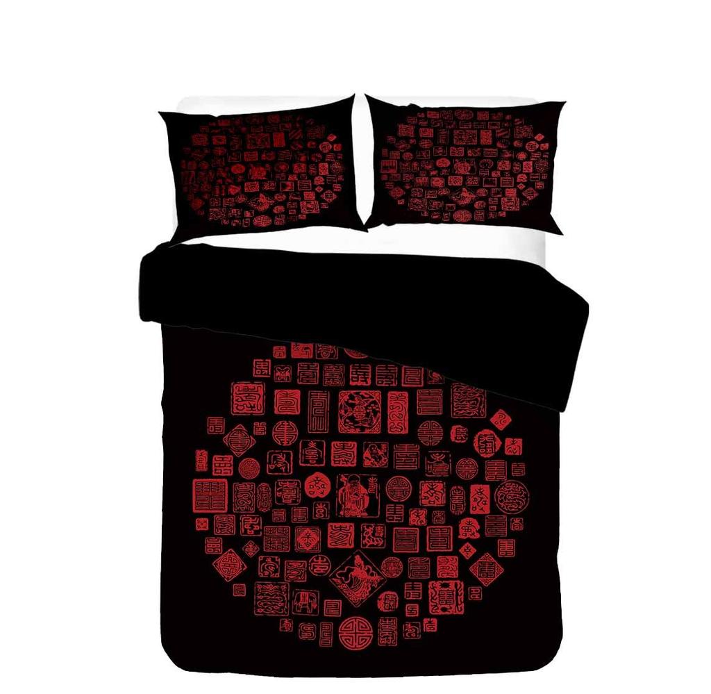 Пододеяльник в китайском стиле King Queen, праздничный комплект постельного белья с изображением красной птицы и собаки, новогодний пододеяльник из полиэстера
